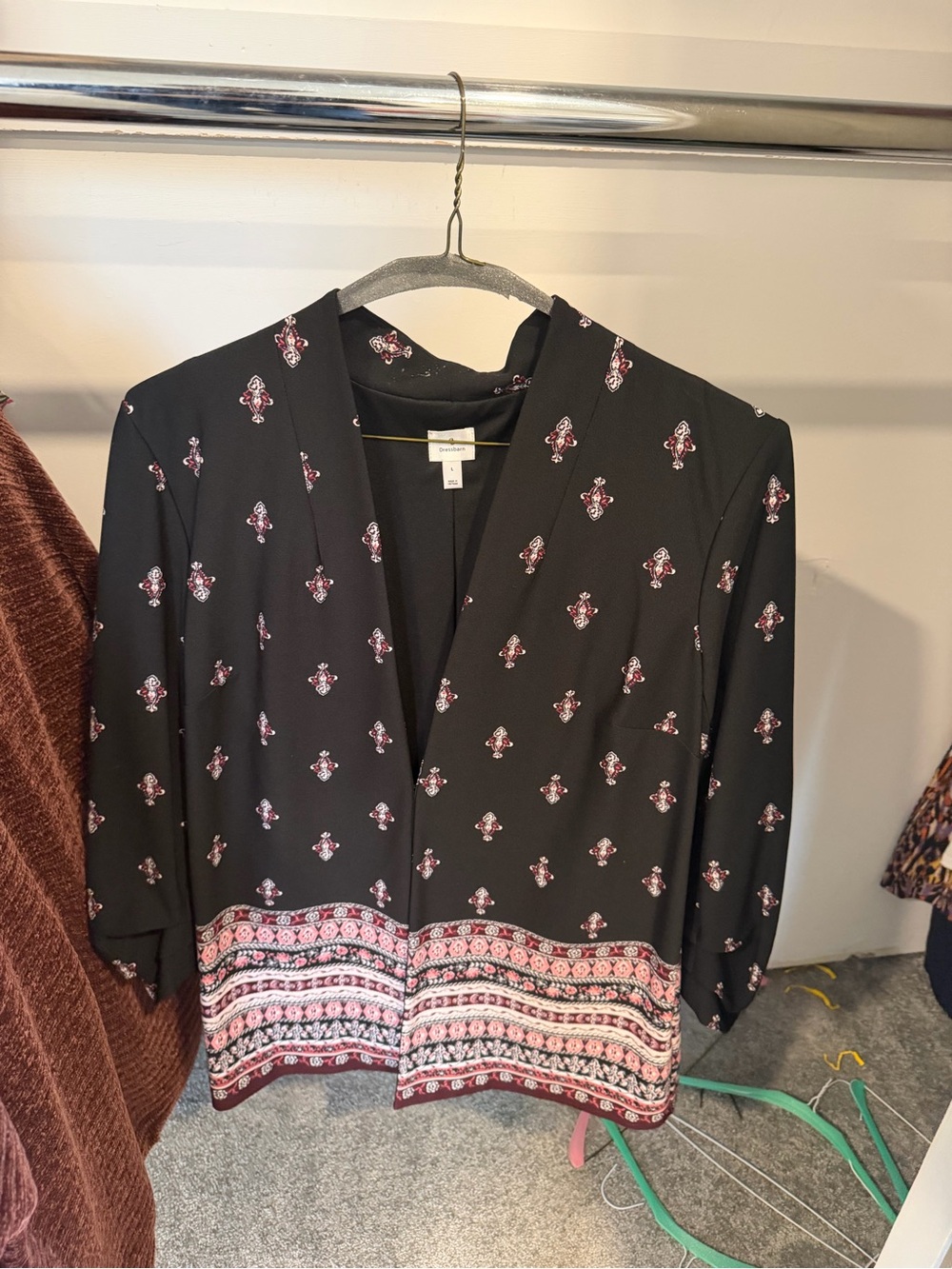 Dressbarn Women’s Long Sleeve Single Button Formal Blouse Top Black Size Large